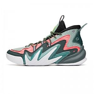 Anta Men's Shock The Game 4.0 "Frenzy" 2020 New Basketball Sneakers - Green/Pink/Green/Black