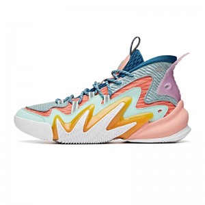Anta Men's Shock The Game 4.0 "Frenzy" 2020 New Basketball Sneakers - Green/Pink/Blue