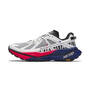 Anta HK100 Elite Men's Carbon Plate Trail Running Shoes - White/Blue/Red