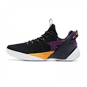2019 Summer Anta Klay Thompson Shock The game 3.0 Low Basketball Shoes - Black/Yellow/Purple