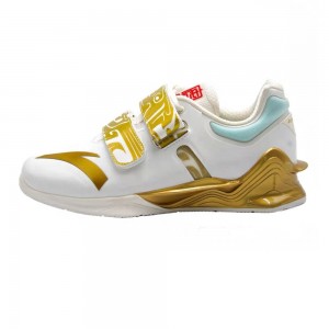Anta 2022 New Style China National Team Men's Weightlifting Match Shoes - White/Gold