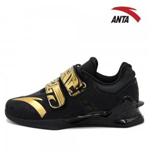 Anta 2022 New Style China National Team Men's Weightlifting Match Shoes - Black/Gold
