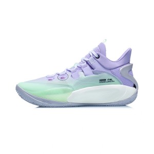 Li-Ning 2021 Sonic 9 Low Men's Professional Basketball Sneakers - Purple/Green