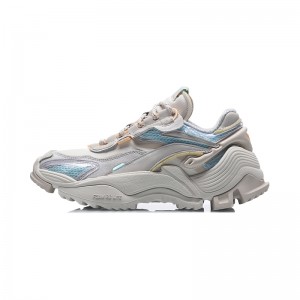 Paris Fashion Week China Li-Ning AW20 Collection 极光山行 Y2K Women's Classic Casual Shoes - White/Gray/Blue