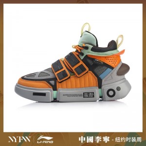 China Li-Ning 2019 New York Fashion Week Essence ACE+ Men's High tops Casual Shoes - Black/Grey/Orange [AGWP027-1]