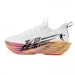 China Qiaodan Flying Shadow Plaid 1.5 Marathon Carbon Plate Running Shoes - White/Pink