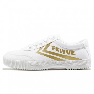 New style Classic Low Fashionable Fei Yue Casual Sneakers - White/Gold
