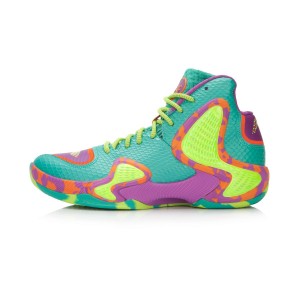 Li-Ning Phantom Flyer Mens Professional Basketball Shoes - Green Jade/Plum Purple/Carrot Orange