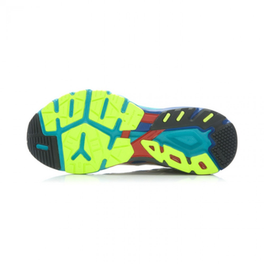 Li-Ning Men's High-Tech Damping Stability Running Shoes - Bright Fluorescent Green/Butterfly Blue/Bright Red 