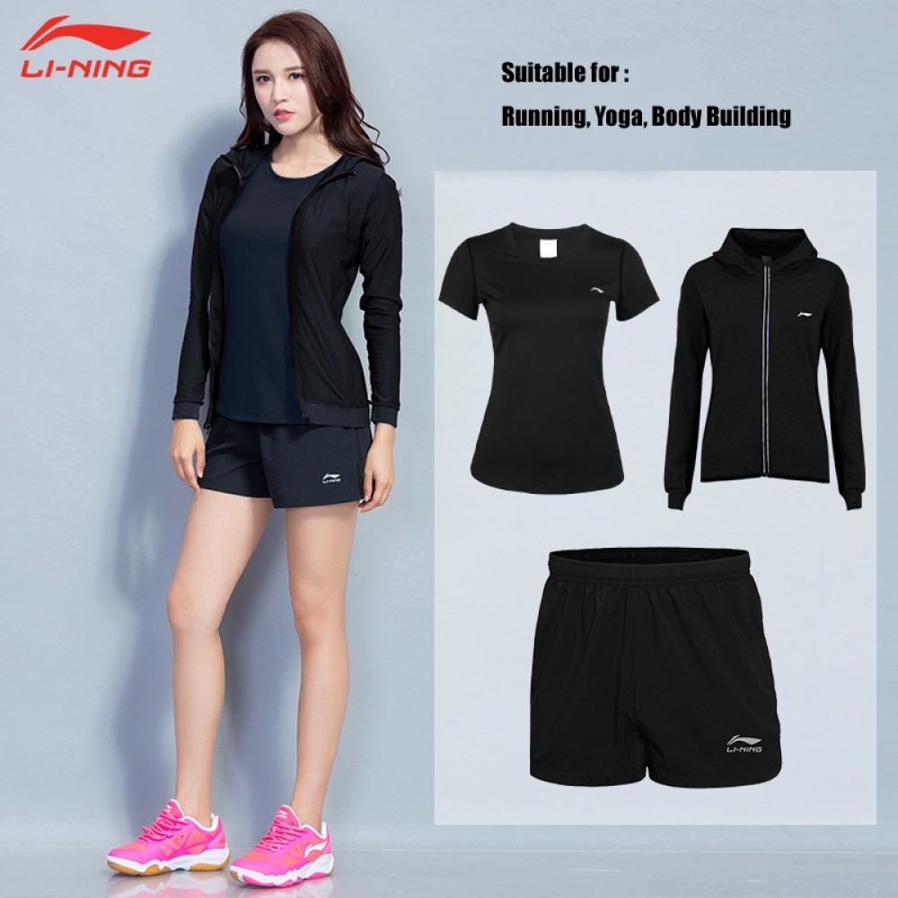 Li Ning Women S Yoga Clothing 3pcs Shorts Pants Overcoat