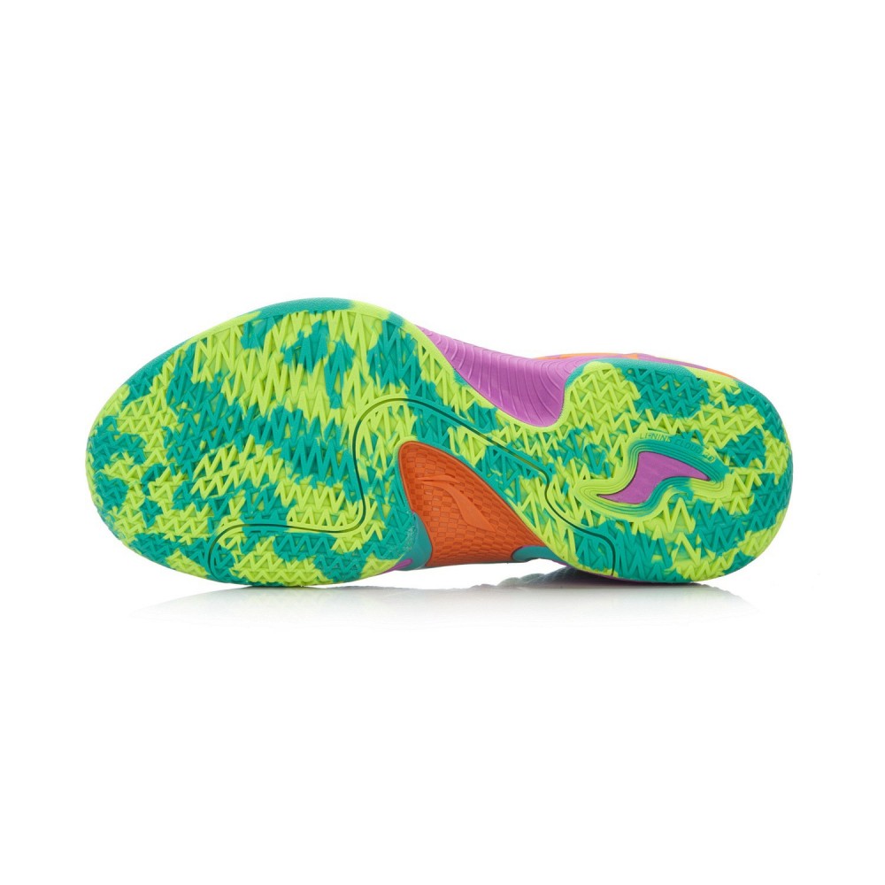 Li-Ning Phantom Flyer Mens Professional Basketball Shoes - Green Jade/Plum Purple/Carrot Orange
