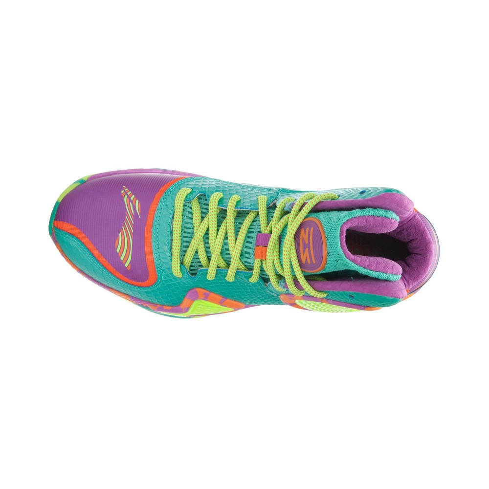 Li-Ning Phantom Flyer Mens Professional Basketball Shoes - Green Jade/Plum Purple/Carrot Orange