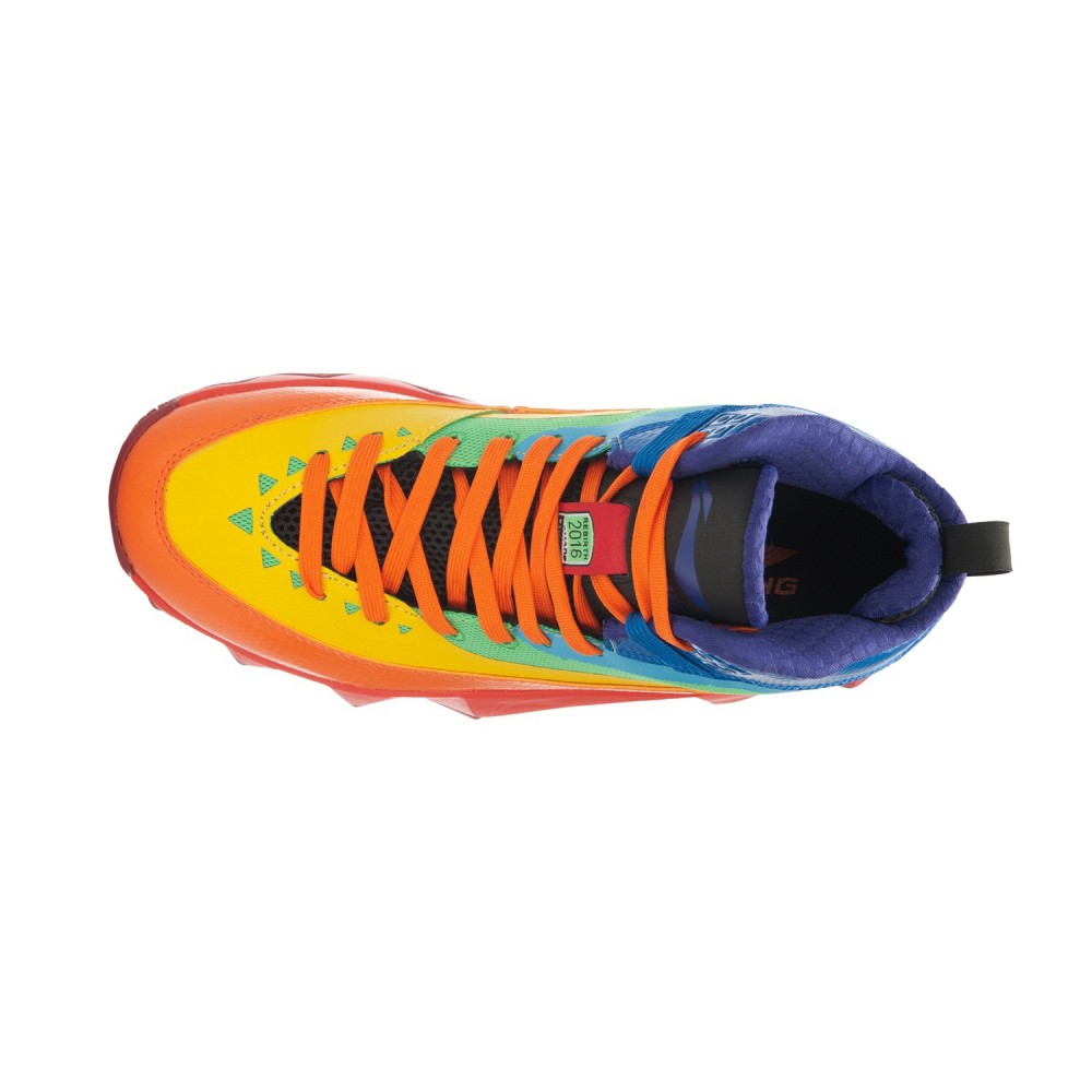 Li-Ning Rebirth Rainbow Mens High Top Outdoor Basketball Shoes - Golden Orange/Cinnabar Red