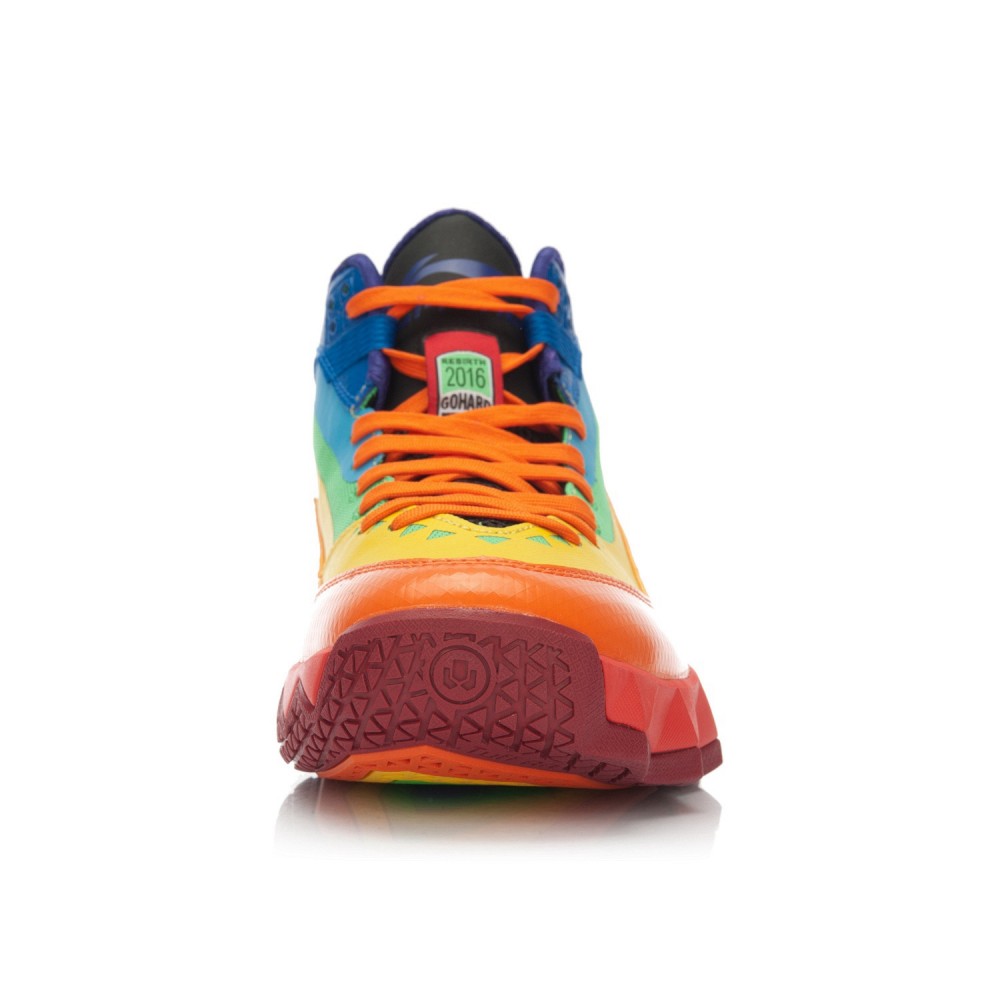 Li-Ning Rebirth Rainbow Mens High Top Outdoor Basketball Shoes - Golden Orange/Cinnabar Red
