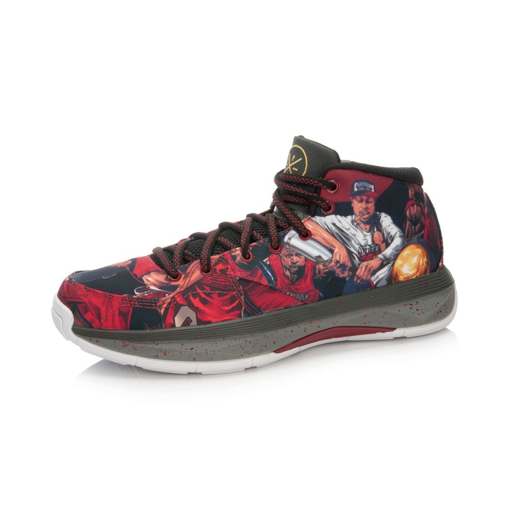Li Ning Wade All Day Mens Cushion Professional Basektball Shoes Red Black Grey