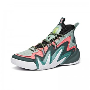 Anta Men's Shock The Game 4.0 "Frenzy" 2020 New Basketball Sneakers - Green/Pink/Green/Black