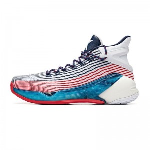 Anta 2019 Summer New Klay Thompson KT4 Final Basketball Sneakers - White/Blue/Red