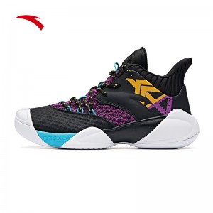 Anta 2019 Klay Thompson KT4 "Shock The Game" High Basketball Shoes - Black/Purple/Yellow