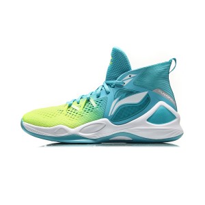 Li-Ning 2018 New Fighting Falcon Mens Mid Professional Basketball Game Sneakers - Green/Blue