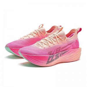 China Qiaodan Flying Shadow Plaid 1.5 Marathon Carbon Plate Running Shoes - Pink