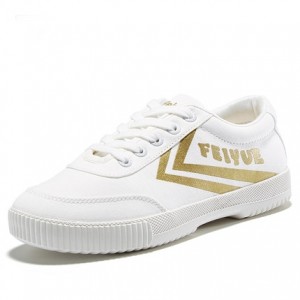 New style Classic Low Fashionable Fei Yue Casual Sneakers - White/Gold