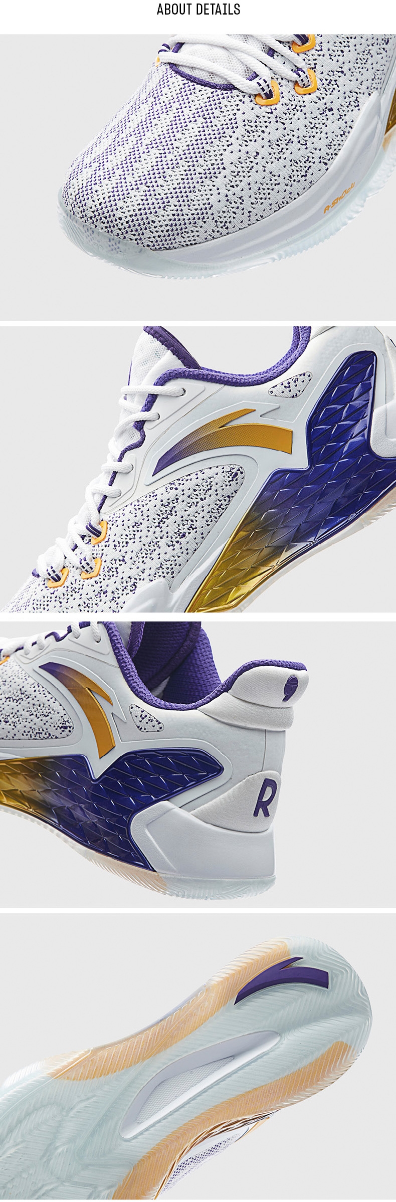 2019 Summer Anta Rajon Rondo RR5 Lakers NBA Basketball Shoes - White/Purple/Yellow