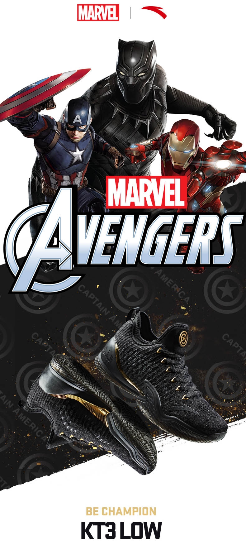 Anta x Marvel Avengers Klay Thompson 2018 NBA KT3 Final Low Basketball Sneakers - Be Champion