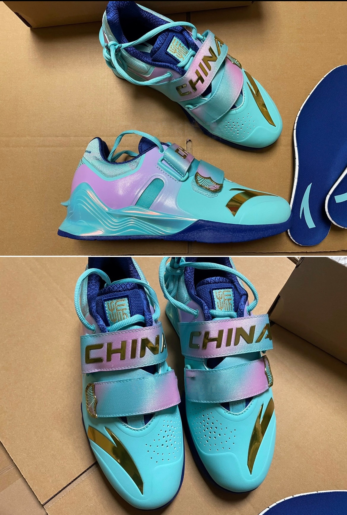 China National Team 2024 Paris Olympics Weightlifting Shoes in Water Blue