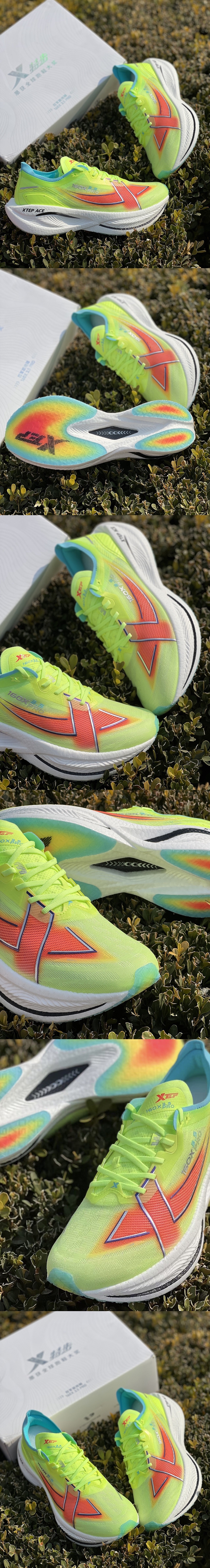 Xtep 160X 3.5 Pro Marathon Professional Racing Shoes - Green/Yellow/Red